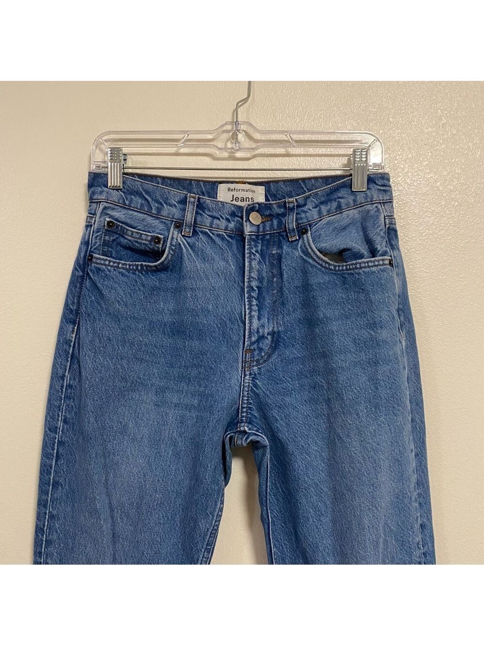 Reformation Jeans Women Size 4/27 Medium Wash Julia Crop High Rise Cigarette - Picture 3 of 15
